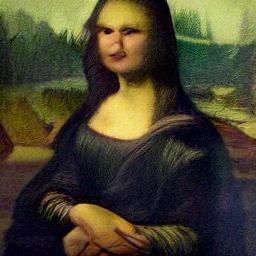 generated: a painting of the mona lisa on a white wall #0